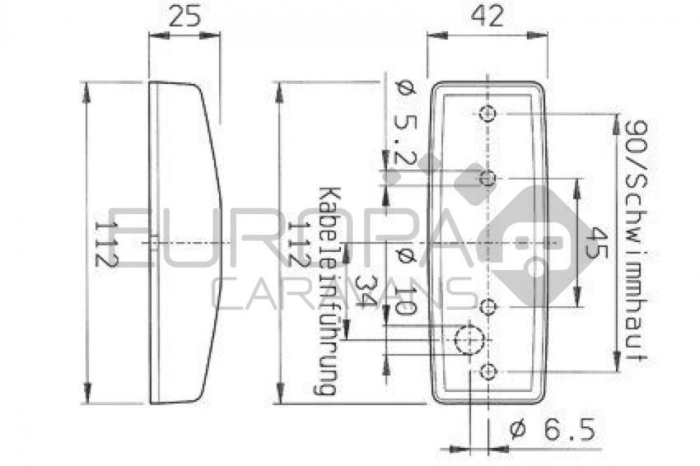 Jokon Breedtelicht PLR1007 met Reflector Rechthoekig Opbouw Wit