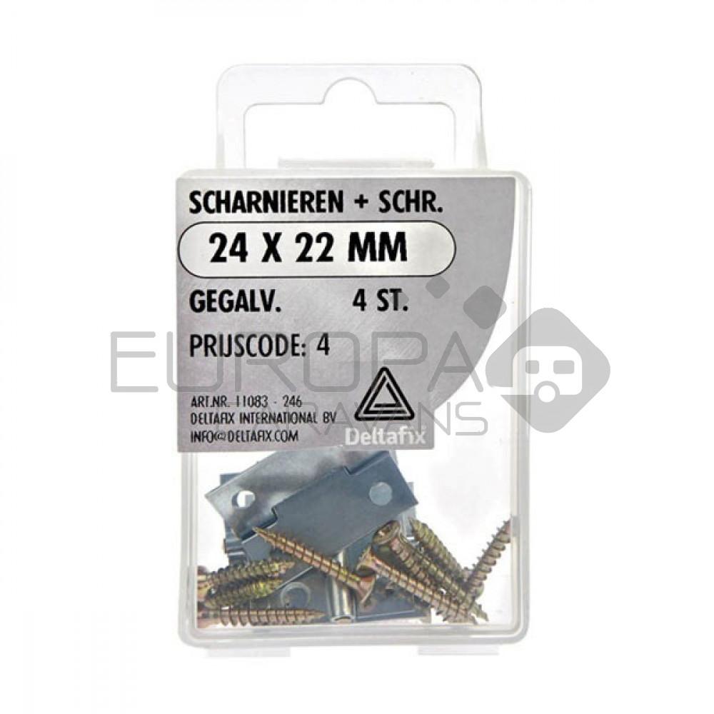 Deltafix Scharnier 24x22mm Gegalvaniseerd Set 4st