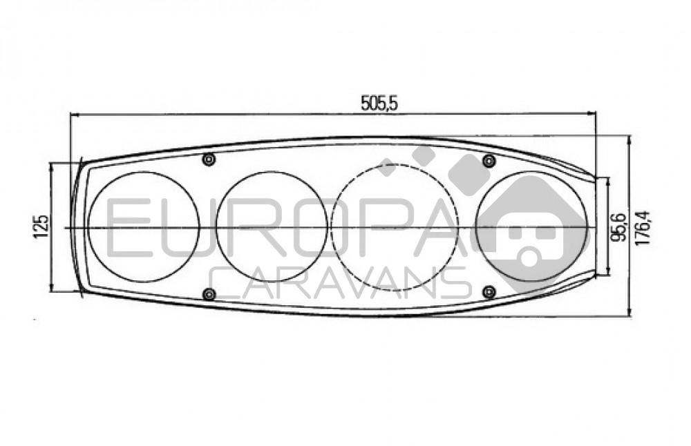 Hella Achterlicht Caraluna II Reflector/ Rem/ Knipper/ Mist Camper Links