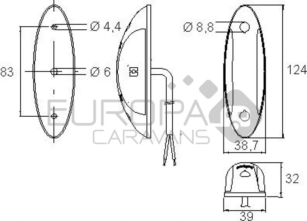 Jokon Markering LED SPL2011 Ovaal Opbouw Rood/Wit Zwart Frame