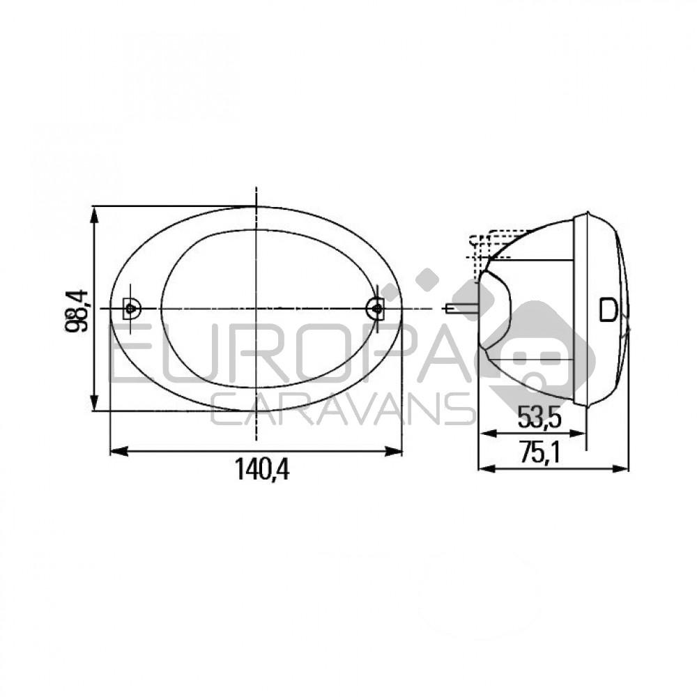 Hella Mistlicht Agroluna Ovaal Rood 12/24V