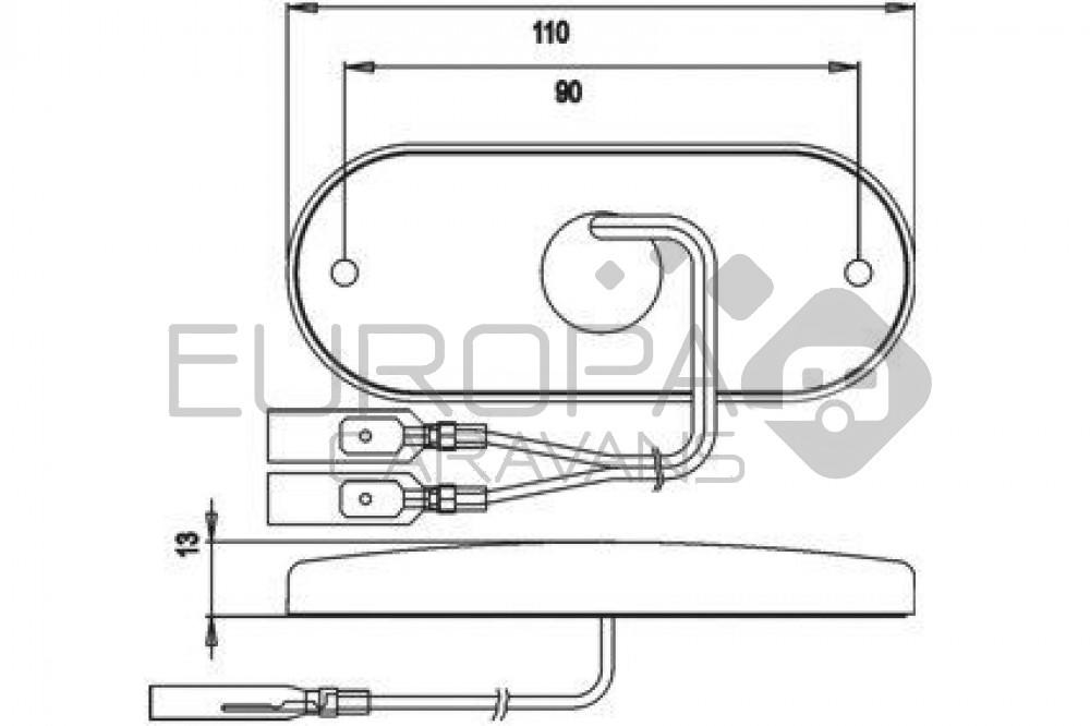 Jokon Markering LED SR2002 met Reflector Rechthoekig Opbouw Rood