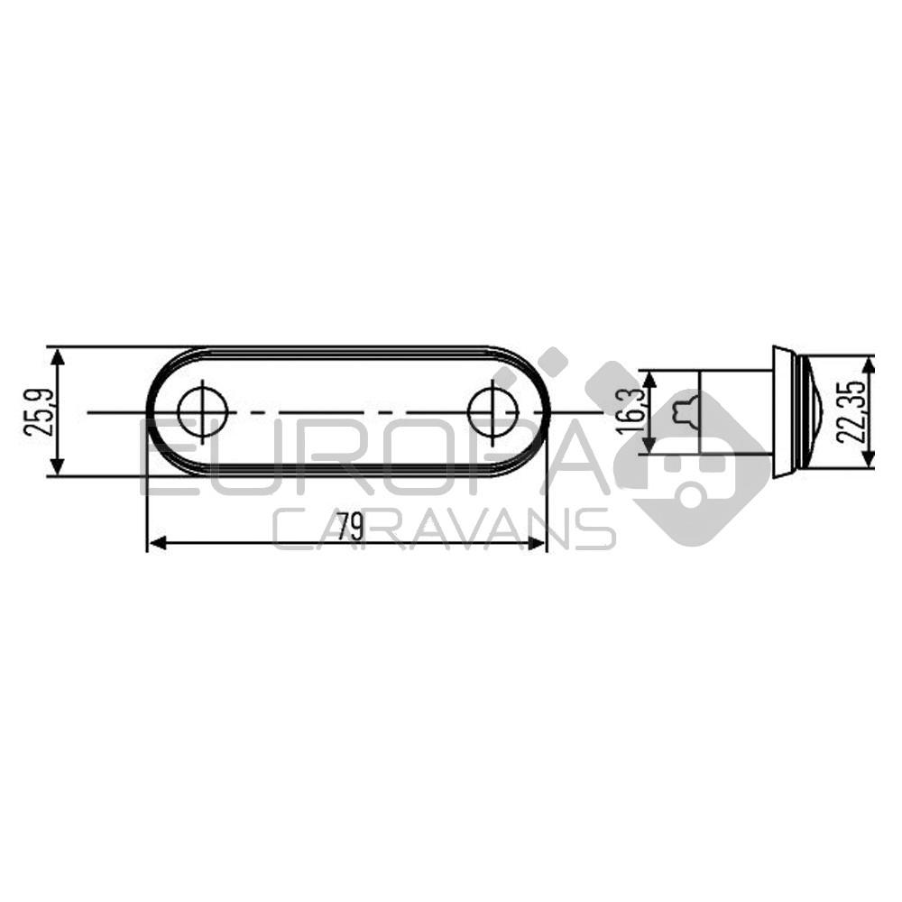 Hella Breedtelicht LED Ovaal Inbouw Wit 12/24V