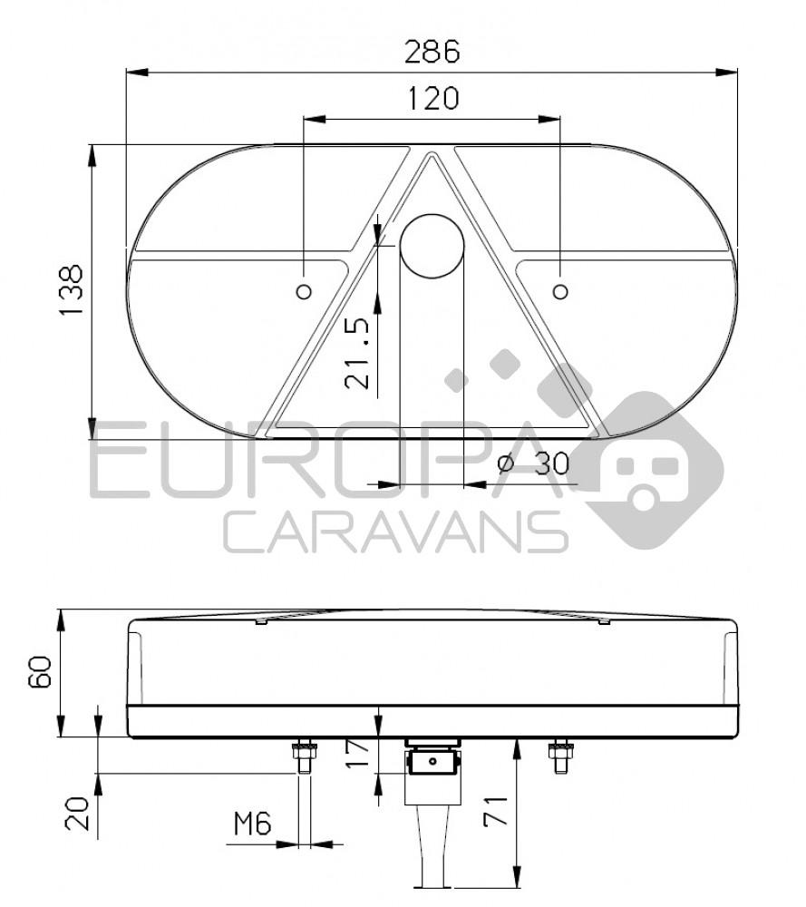 Jokon Achterlicht L610 Rem/ Knipper/ Kenteken/ Mist/ Achteruitrij/ Driehoek Reflector Opbouw Links