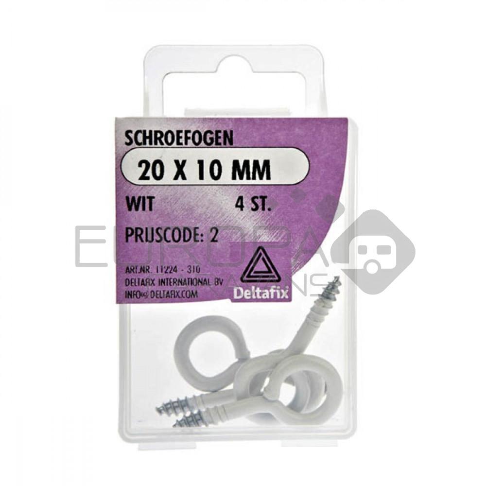 Deltafix Schroefoog 20x10mm Wit Set 4st