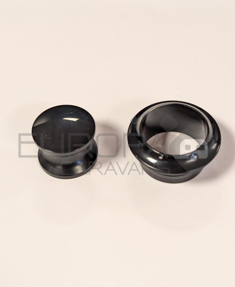 Knop+Ring Pushlock Zwart 2st.