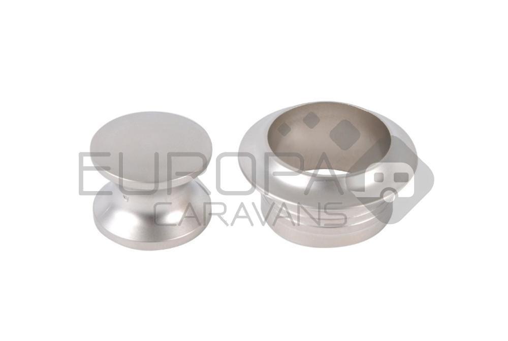 Knop+ring zilver mat pushlock à 2 st.
