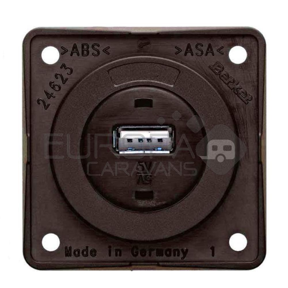 Berker Contactdoos 1x USB Lader 12V Inbouw Bruin Mat
