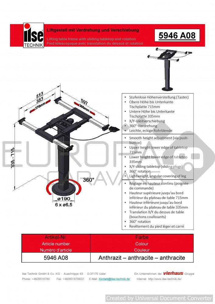Ilse Lifttafelpoot Draai- & Schuifbaar 5946 A08