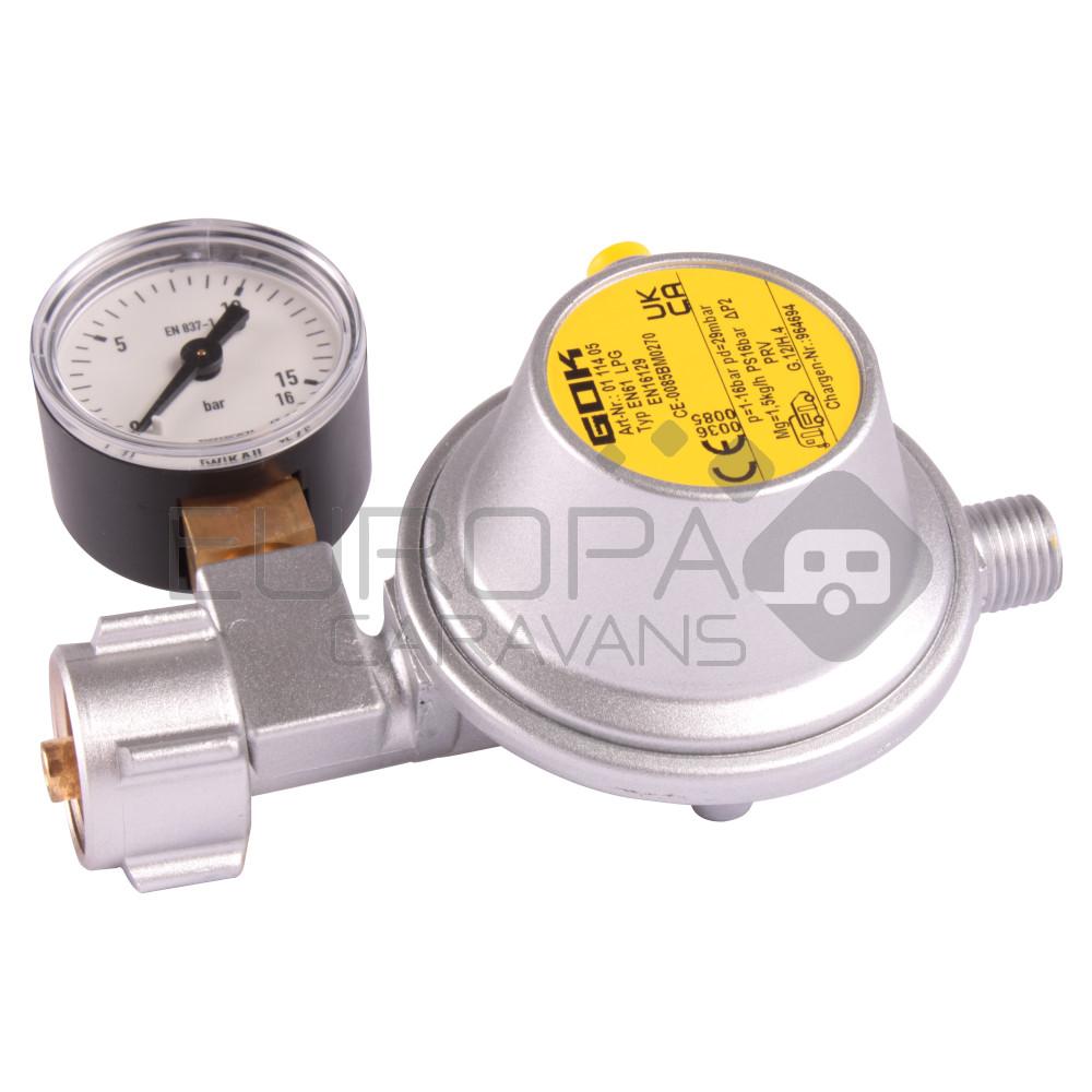 GOK Drukregelaar met Manometer 30mb 1/4L